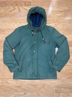 BEAMS HEART Hooded Mountain Parka Utility Blouson Jacket in Sage